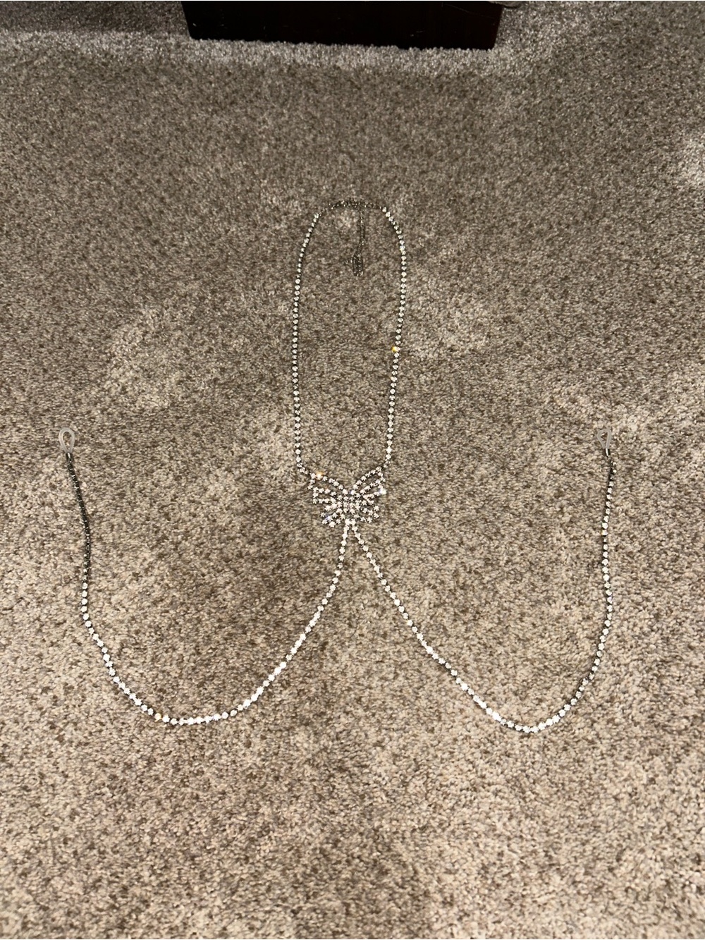 Sparkling Silver Rhinestone Butterfly Body Chain Necklace